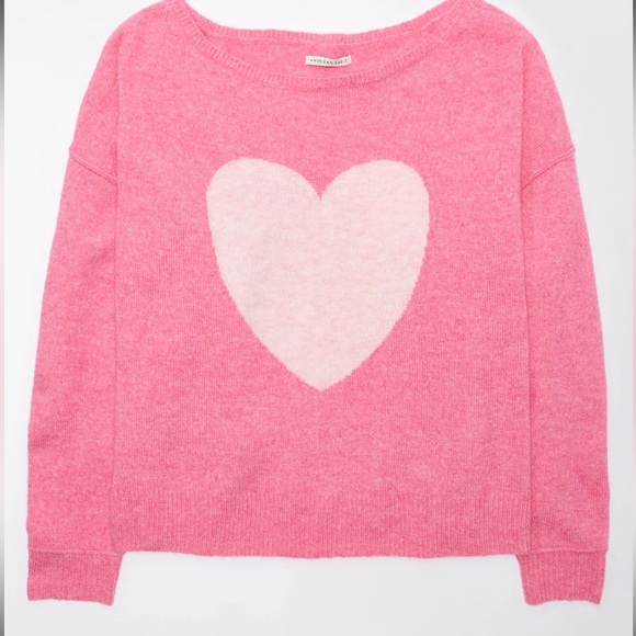 AE Whoa So Soft Ballet-Neck Sweater- White HEART - Picture 8 of 8